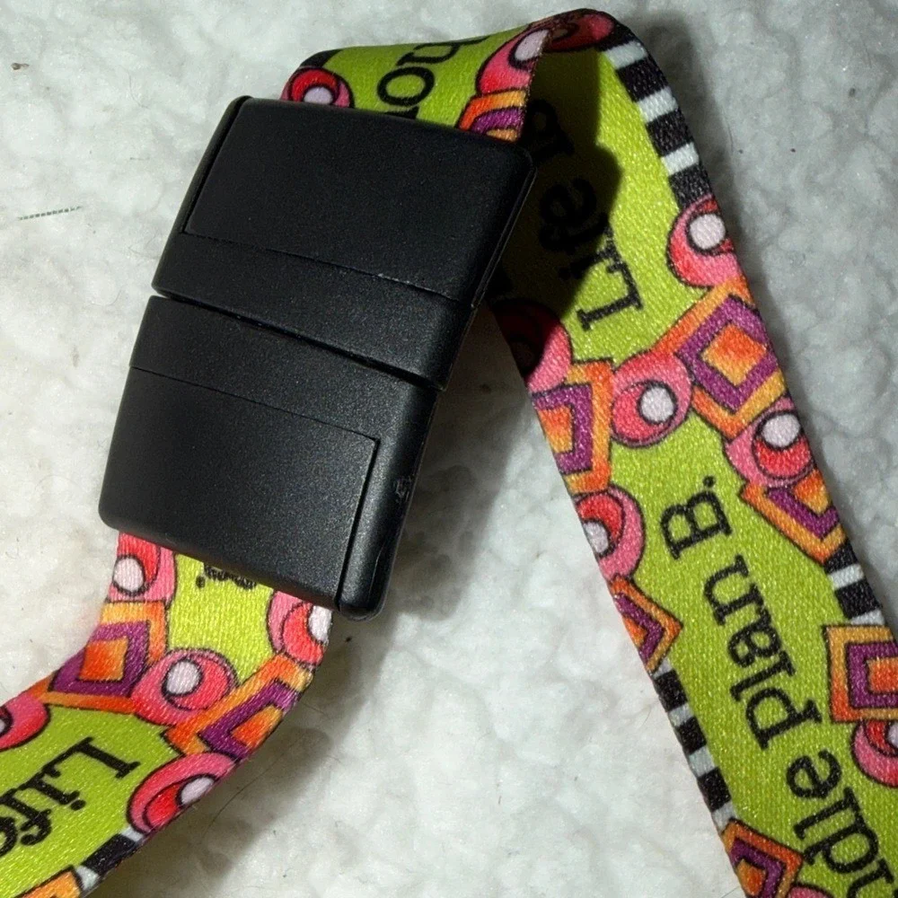 Inspirational Quote Lanyard Retractable ID Badge Reel Plan B Green Geometric